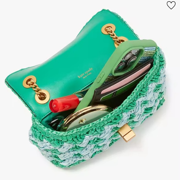 Kate spade Evelyn striped crochet raffia small shoulder cross body convertible - Picture 6 of 16